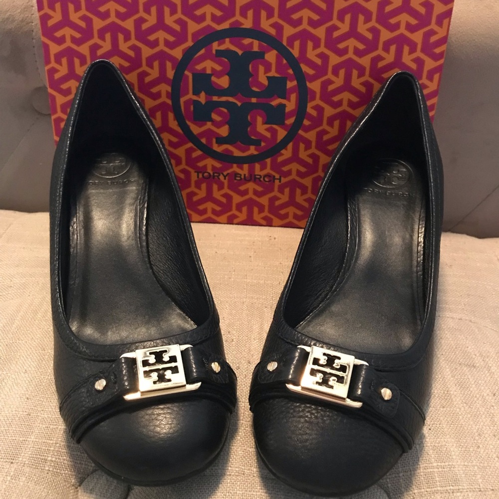 Tory Burch Black Closed Toe Wedge